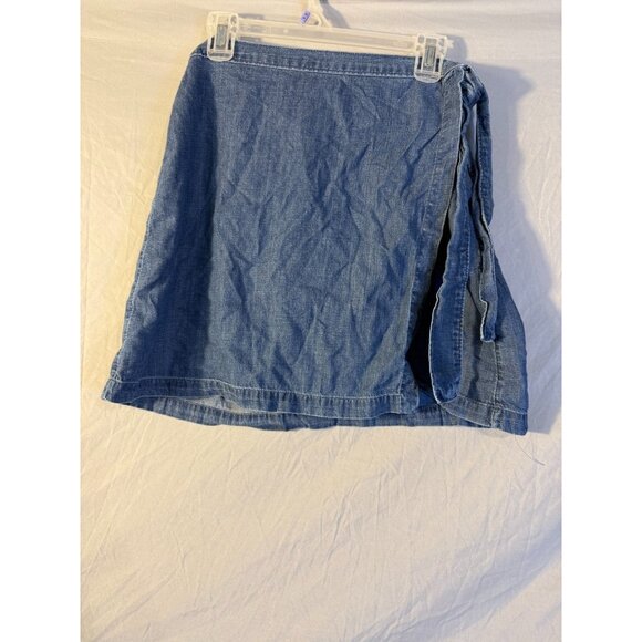 Abercrombie & Fitch Denim Jean Wrap Skirt Mini Short Womens Size XL Classic - Picture 1 of 2